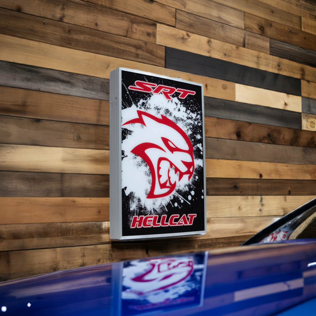 Dodge Hellcat 24” x 16” Backlit LED Garage Sign – Dodge Hellcat 24” x 16” Backlit LED Garage Sign –