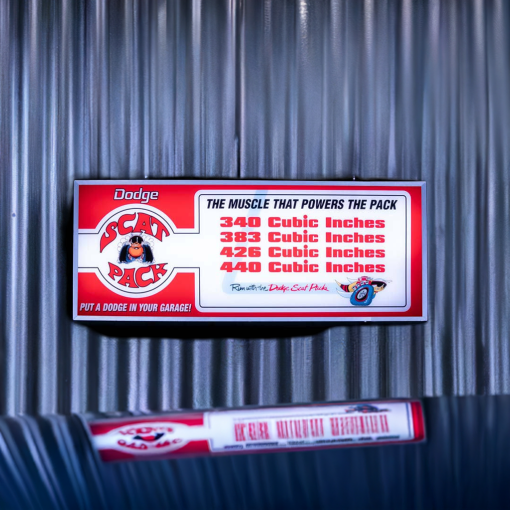 Dodge Scat Pack Garage Backlit Sign 30 x 12 Inch -DSCTVT-02
