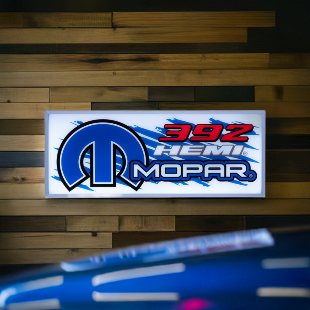 Mopar Led Rope Sign Mopar Hemi 392 30” x 12” Backlit LED Garage Sign