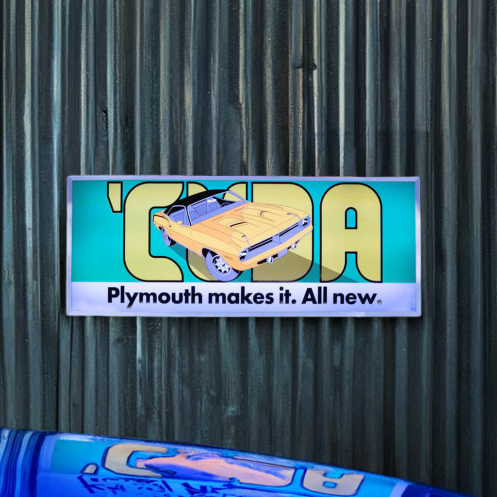 Plymouth Cuda Backlit Sign 30 x 11 inch - CUDYW-02