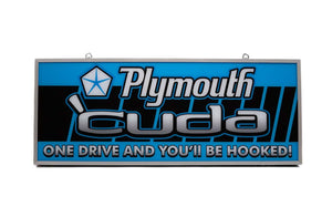 Plymouth_Barricuda_Cuda_backlit_garage_sign_Freds_Legendary_Signs.com