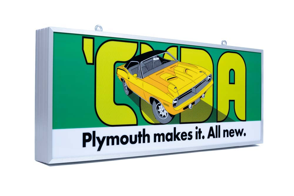 Plymouth Cuda Backlit Sign 30 x 11 inch - CUDYW-02