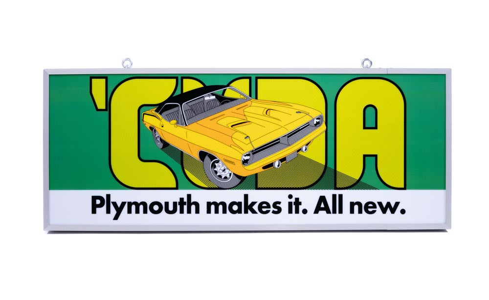 Plymouth Cuda Backlit Sign 30 x 11 inch - CUDYW-02