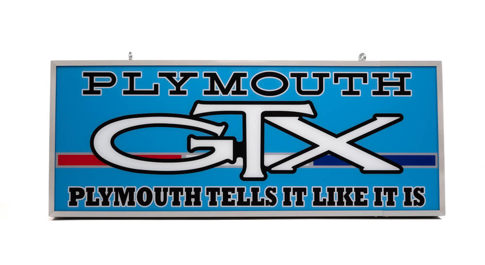 Plymouth GTX Backlit Sign 30 x 12 inch -PLYGTX-02
