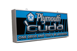 Plymouth_Barricuda_Cuda_backlit_garage_sign_Freds_Legendary_Signs.com