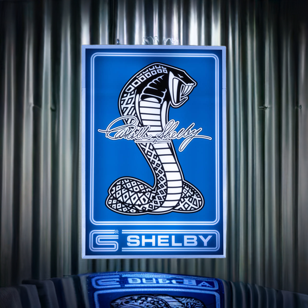 Shelby American Signature Backlit LED Sign – 24"x16" – Official Shelby Garage Decor 1SHELSIG