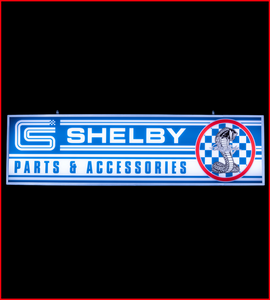 Front View of the Shelby American LED Sign showing the Shelby Tiffany Snake with traditional Shelby blue and white colors
