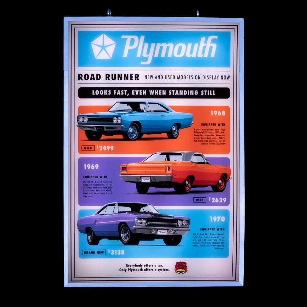 Plymouth ROAD RUNNER Backlit Sign 24 x 16-PLYRR01