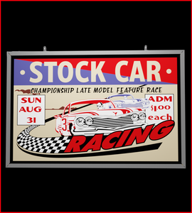 Stock Car Racing Backlit LED Car Sign Neon Sign Perfect for Displaying in Your Garage, Man Cave, or Shop