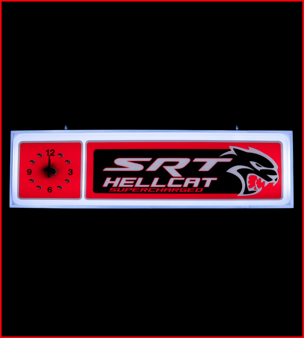 Dodge Hellcat Backlit Clock 37 x 12 Inch - DHELCT-04