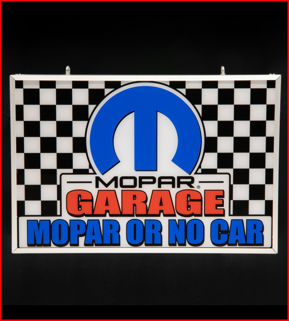 Mopar Garage Checker Board 24 Inch Backlit LED Lighted Sign - 1MPGARH04