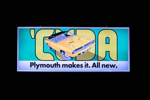 Plymouth Cuda Backlit Sign 30 x 11 inch - CUDYW-02